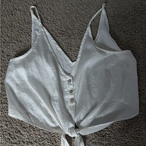 Free people flowy white top with tie